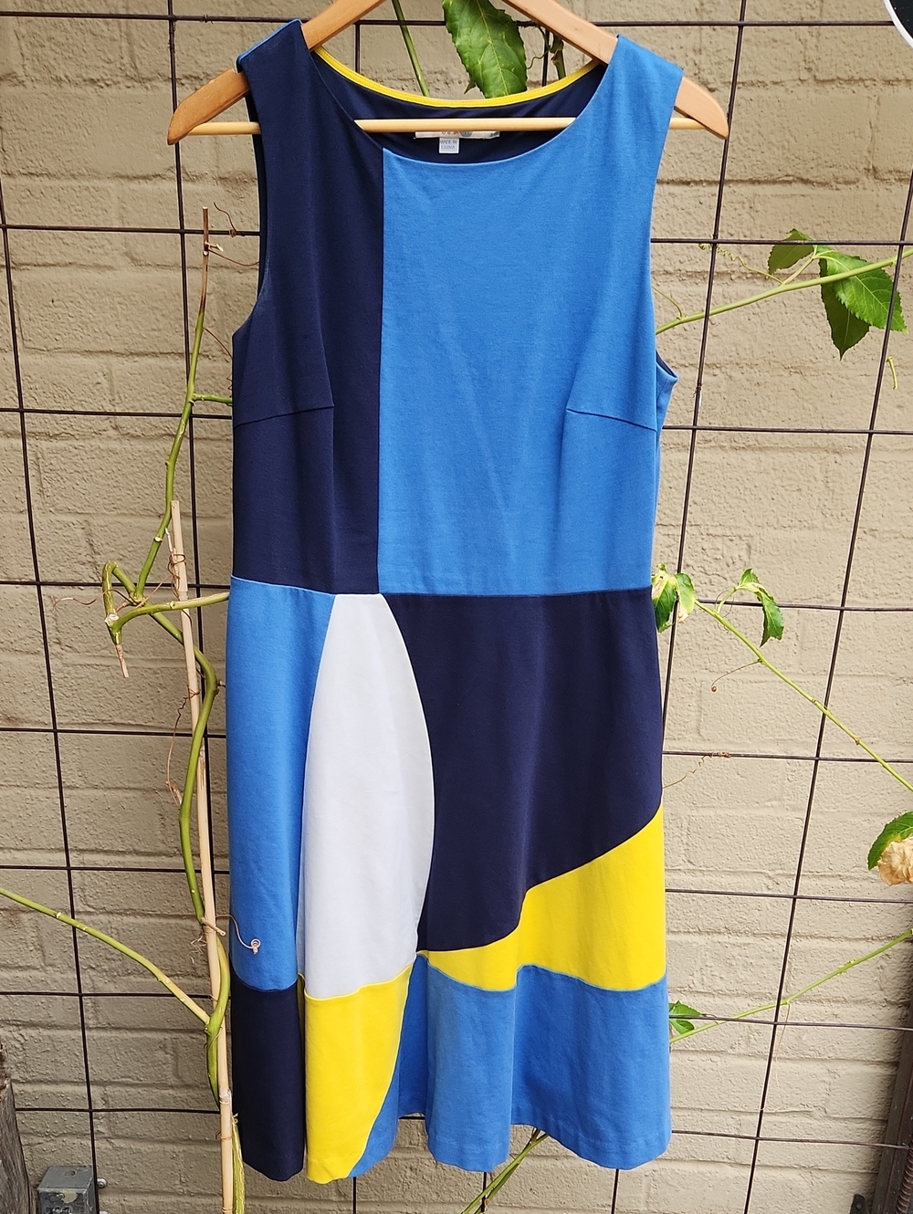 Boden Colorblock Sleeveless Shift Dress - Blue & Yellow Size 10